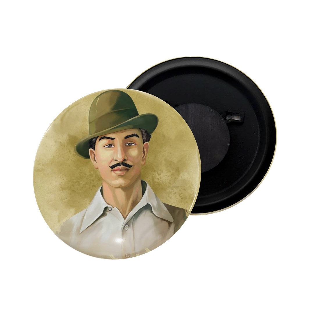 dhcrafts Fridge Magnet Multicolor Bhagat Singh Glossy Finish Design Pack of 1 (58mm)